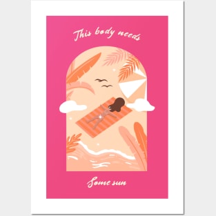 Tanning Sunbathing Summer Summertime Beach Vibes Posters and Art